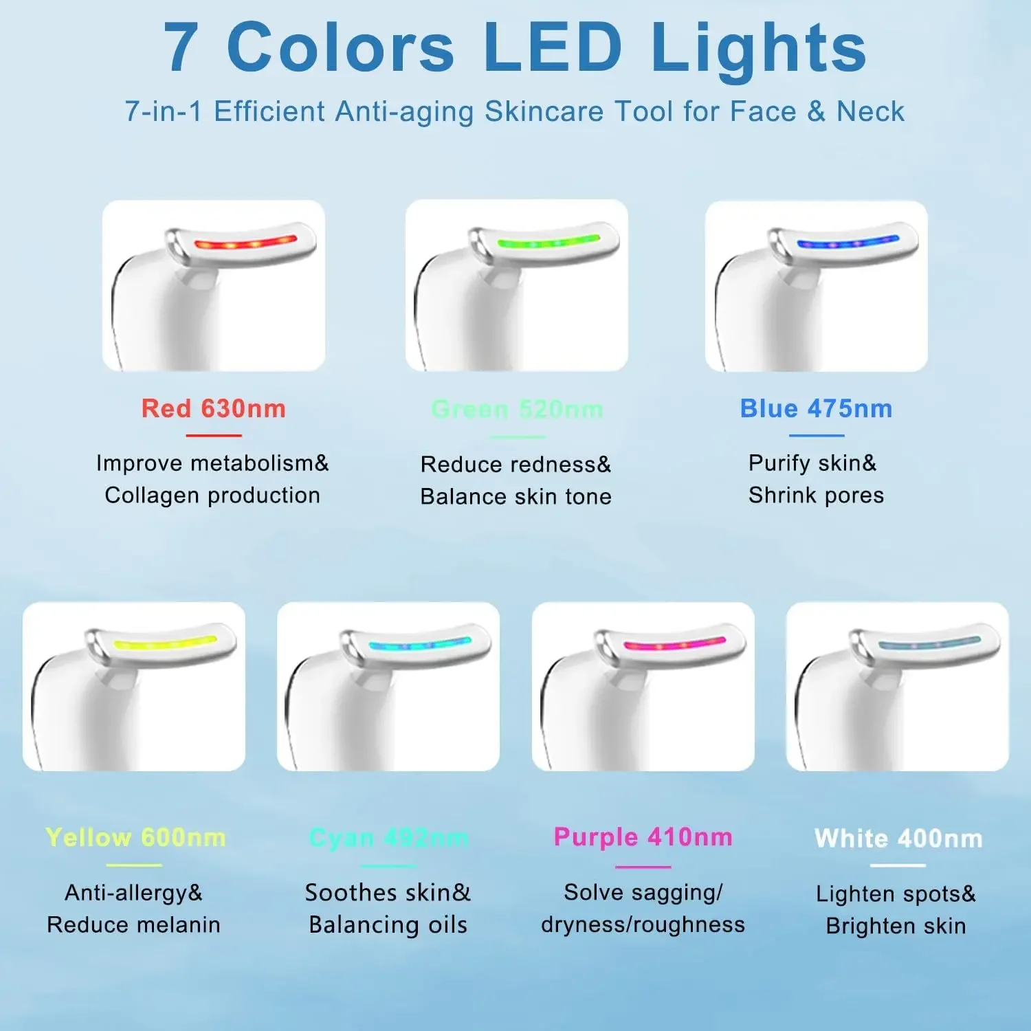 2025 New 7-in-1 Glow Therapy Face Lifting Massager Multifunctional Anti-Wrinkle Sculpting Bio-Electric Home Use Beauty Device US