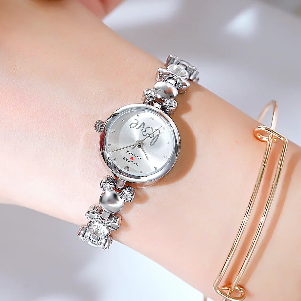 Genuine Disney Ladies Women\'s Watches Mickey Minnie Avatar Shaped Bracelet Diamond Clock Student Girl Wrist Watch With Box