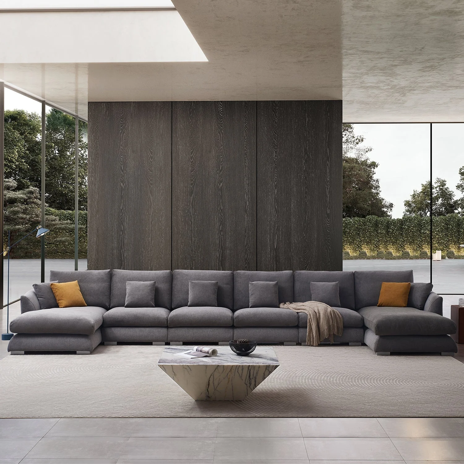 Factory Wholesale U Shape Soft Fabric Furniture Chaise Sofa Couch Modular Corner Sofa Set