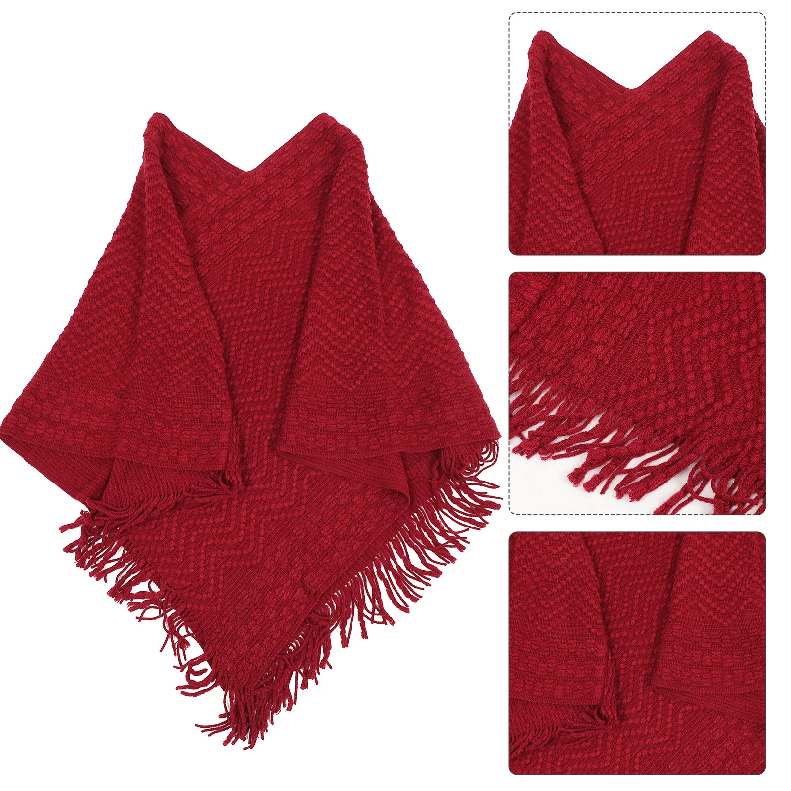 Knitted Shawl Portable Women Poncho Winter Sweater Spring and Autumn Airplane Cape Yarn Warm