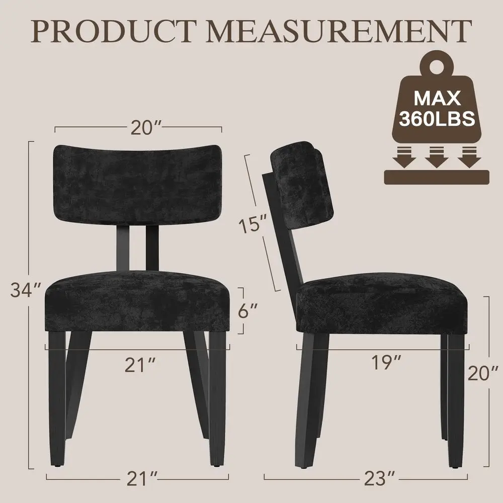 

Mid Century Modern Dining Chairs,Velvet Farmhouse Upholstered Kitchen Chairs, Accent Curved Backrest Dining Room Chairs with Ha
