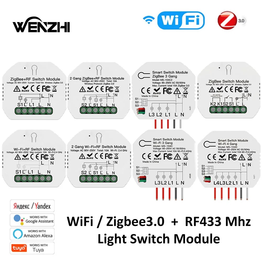 

Wifi Zigbee 3.0 Light Switch Module RF 433 Mhz Relay Automation Wireless Remote Control Smart Life Tuya Alexa Google Home Mose