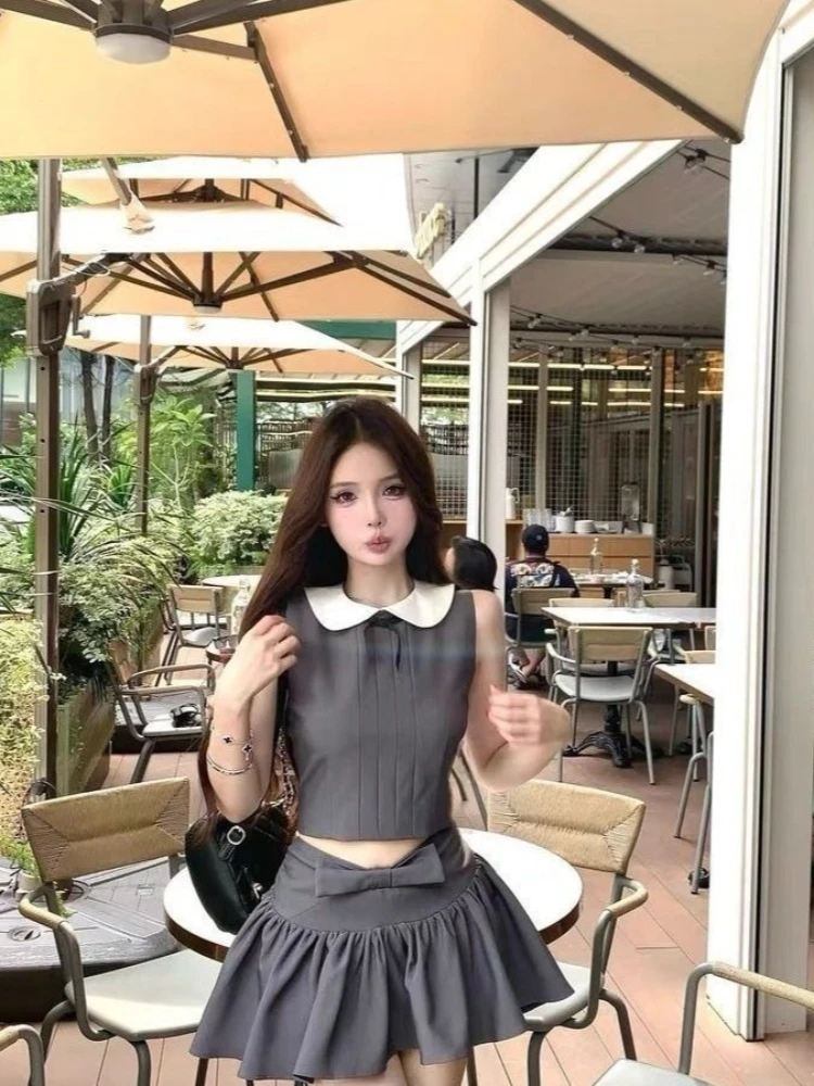 Summer Japanese Sweet Kawaii Elegant 2 Piece Set Women Y2k Bow Design Vintage Harajuku Suit Female Chic Korean Popular Clothes image 6