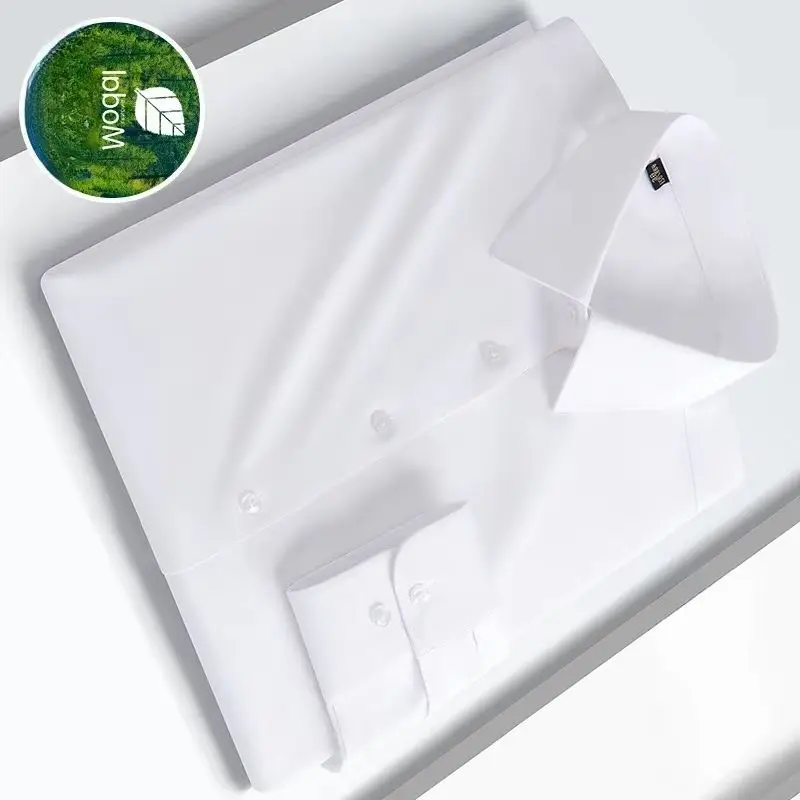 

Modal Men Shirt Long Sleeve Slim Fit 8XL High-end Office Classic Solid Color Blue White Shirts Men Long Sleeve Casual Easy Care