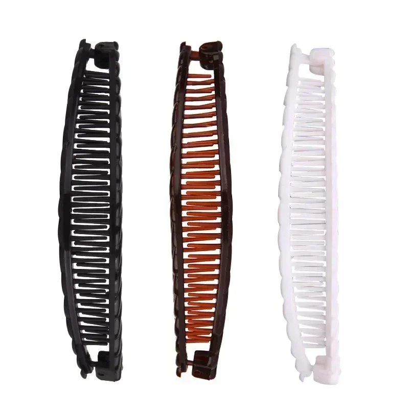 Women Solid Color Banana Hair Clip for Girls Vintage Wave Comb Hairpin Hair Braids Style Tool Fashion Practical Hair Accessories