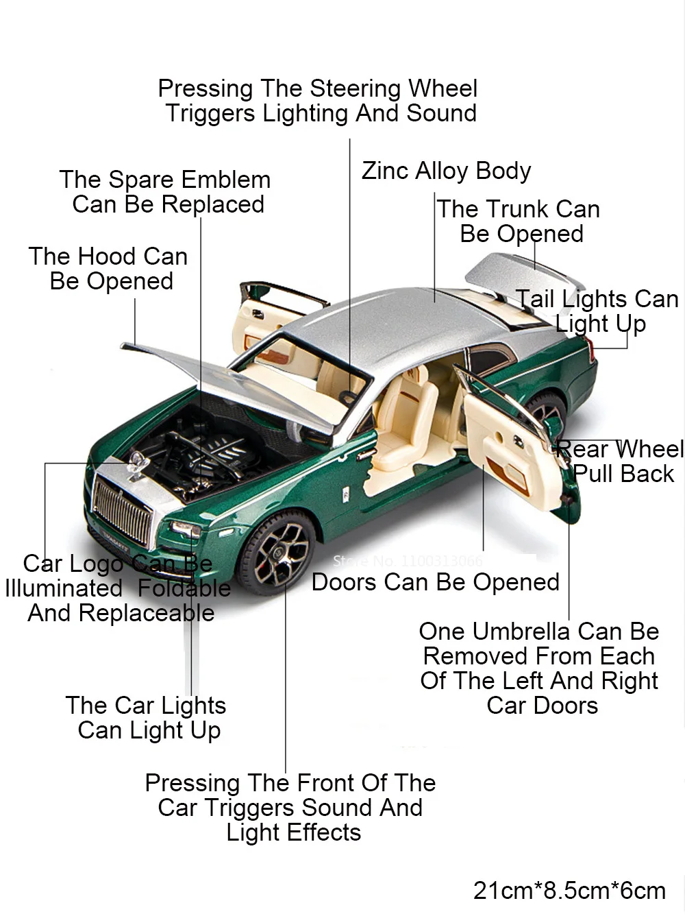 1:22 롤스로이스 레이스 팬텀 모델 자동차 장난감 도어 오픈 스포츠카 휠 풀백 자동차 모델 소년 축제 선물