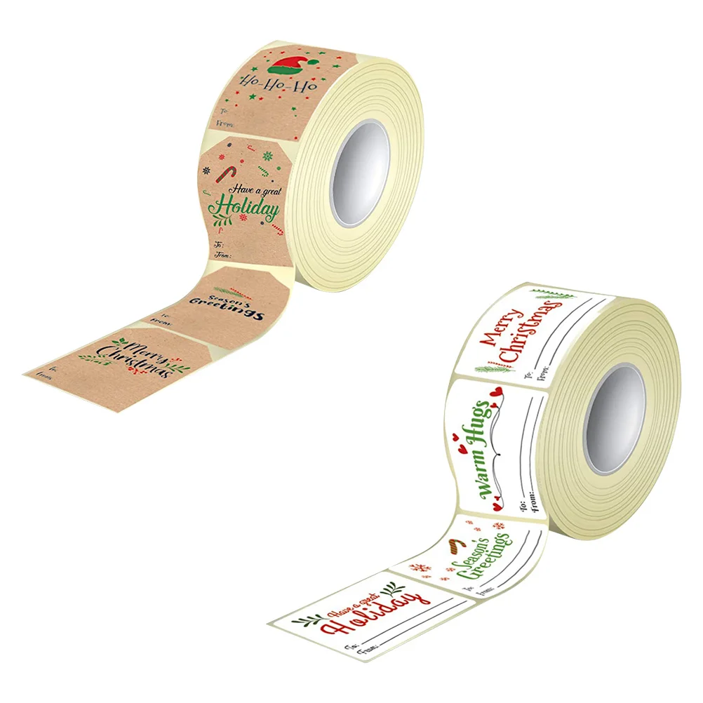

2 Rolls Christmas Self-Adhesive Stickers Premium Gift Seal Decals for Candy Cookies Bags DIY Holiday Party Decoration