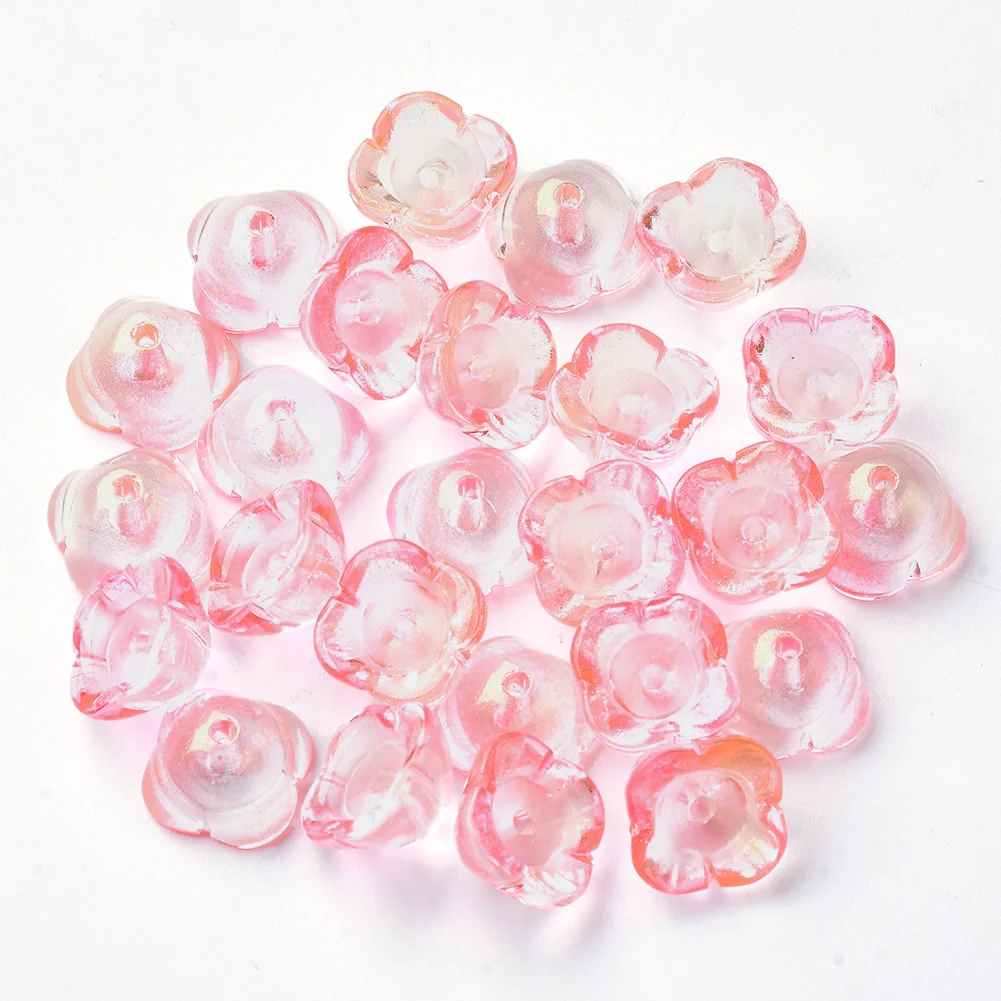 20pcs Transparent Flower Glass Bead Caps Loose Spacer Beads Petal Charms for Jewelry Making DIY Bracelet Necklace Earring