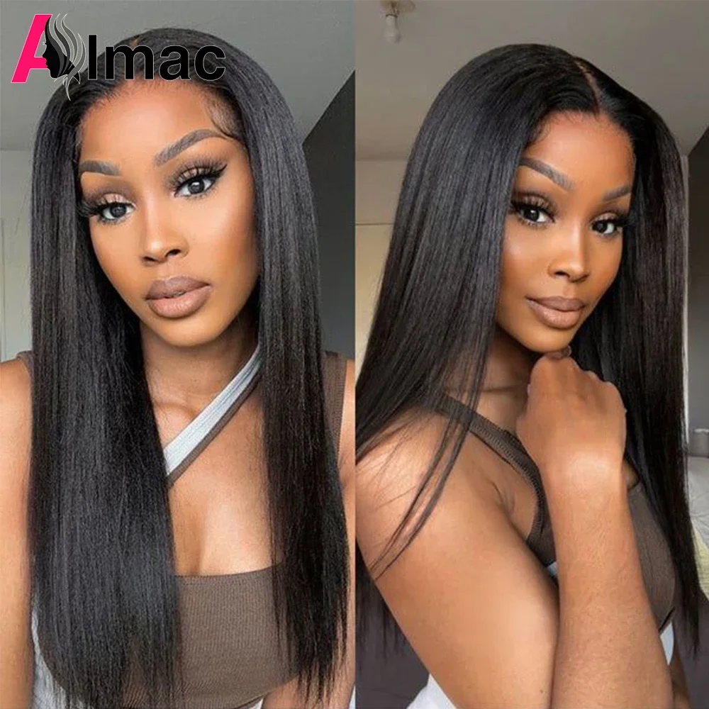 

4x1 Middle Part Lace Closure Wigs T Part Straight Human Hair Wigs Pre-Plucked With Baby Hair Peruvian Hair Wigs For Women Almac