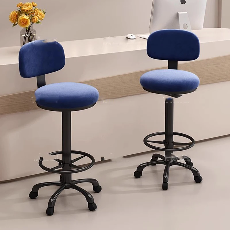 

Office Adjustable Bar Chairs Long Modern Reception Desks Plastic Black With Back Bar Chairs Swivel Soft Chaise Salon Furniture