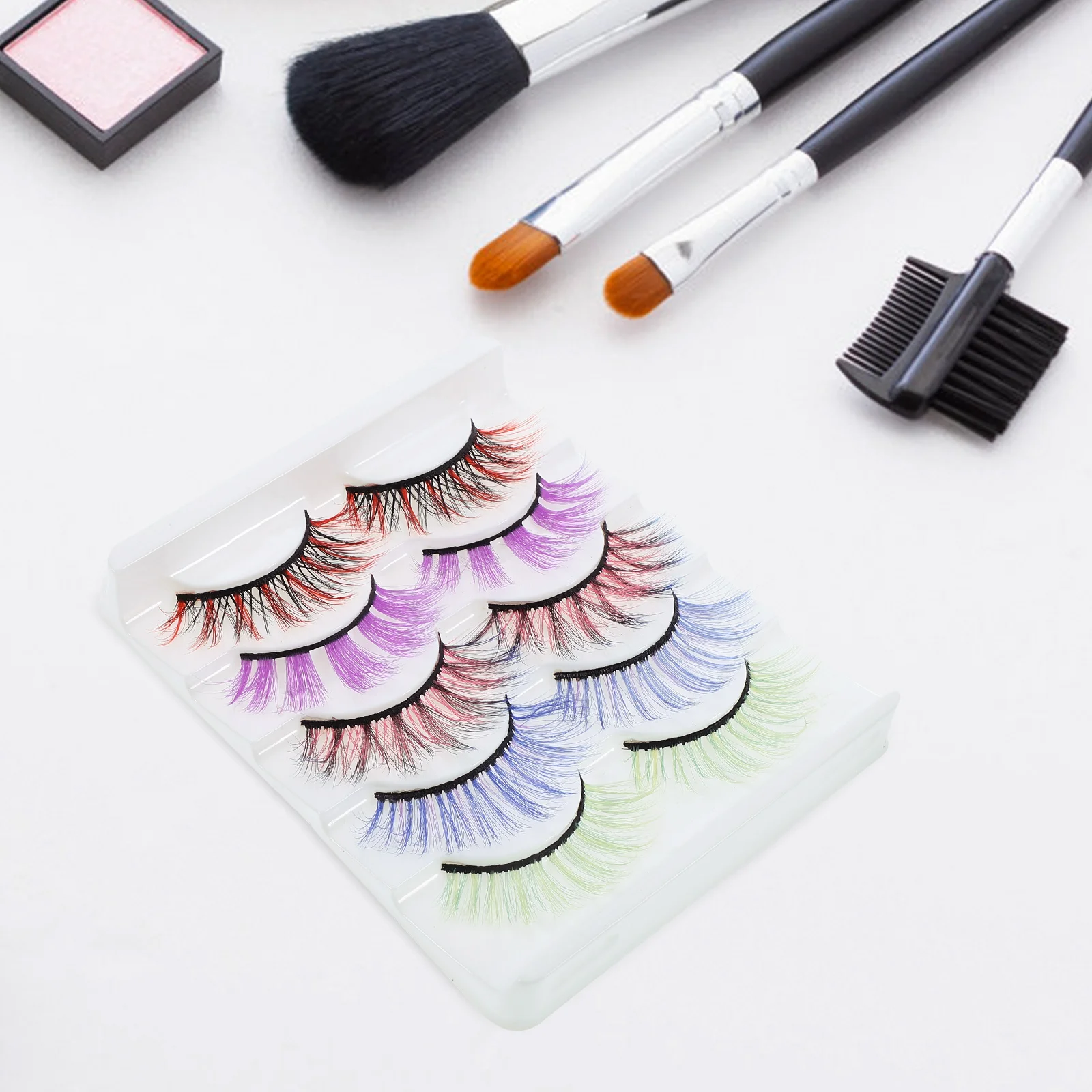 

5 Pairs Decorative Fake Eyelash Colored Extension Women Makeup Sensitive Colorful Simulation Eyelash Long Daily Stage