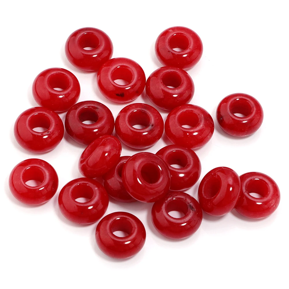 6 stks 14x8mm Natuursteen Kralen Amethist Tijgeroog Agaat Jade Abacus Vorm Big Hole Losse Kralen voor Sieraden Maken DIY Armbanden