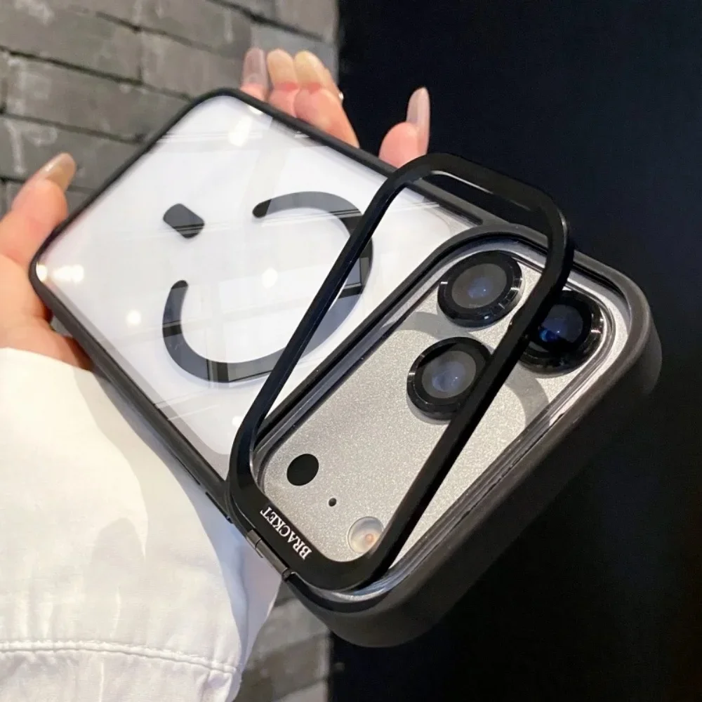 Magnetic Clear Phone Case for apple IPhone 17 Air 16 15 14 Plus 13 12 11 Pro Max Transparent Cameara Kickstand Proctive Cover