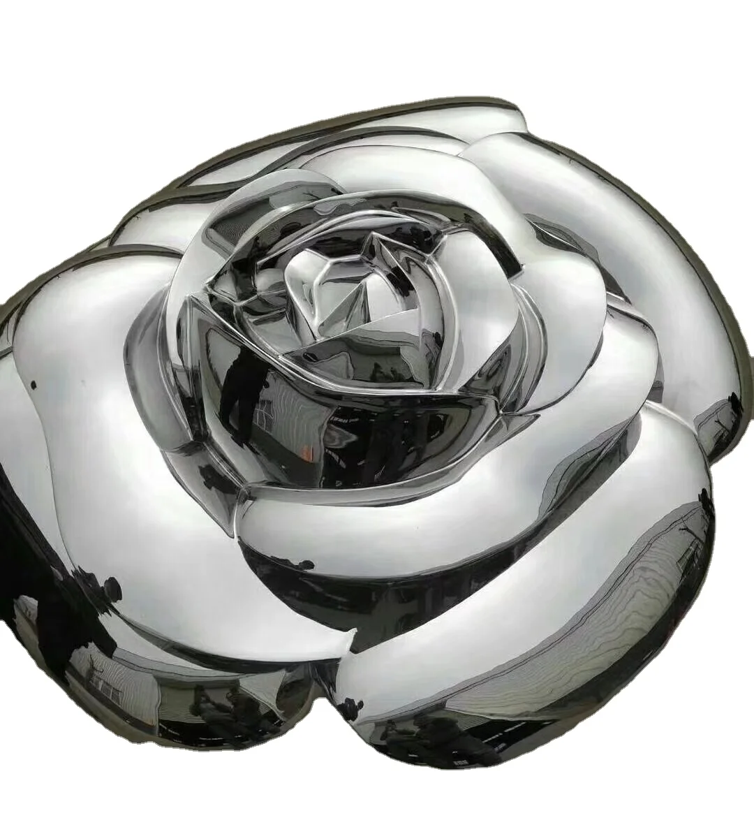 La migliore scultura di fiori in acciaio inossidabile argento metallo lucido di alta qualità