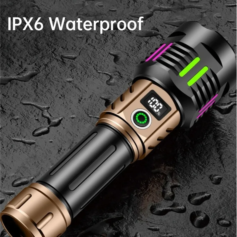 Super Bright White Light LED Flashlight Type-C Charging Telescopic Zoom Waterproof Torch Outdoor Hiking Patrol Camping Lantern view 6