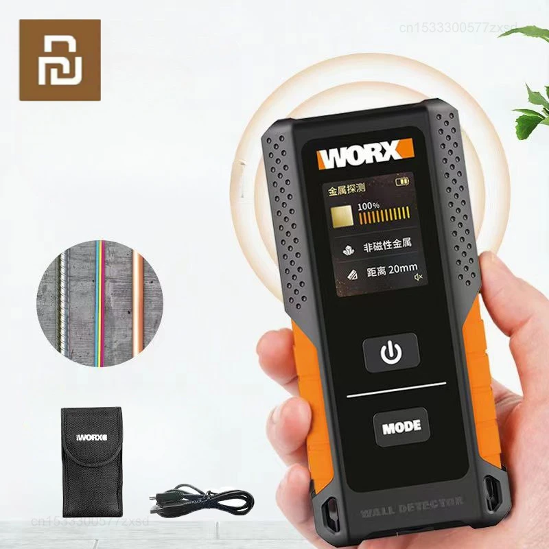 Youpin Worx Stud Finder 3in1 Multifunctional Wall Detectors Metal Wood & Amp AC Cable Finding Digital Display USB Wall Detector