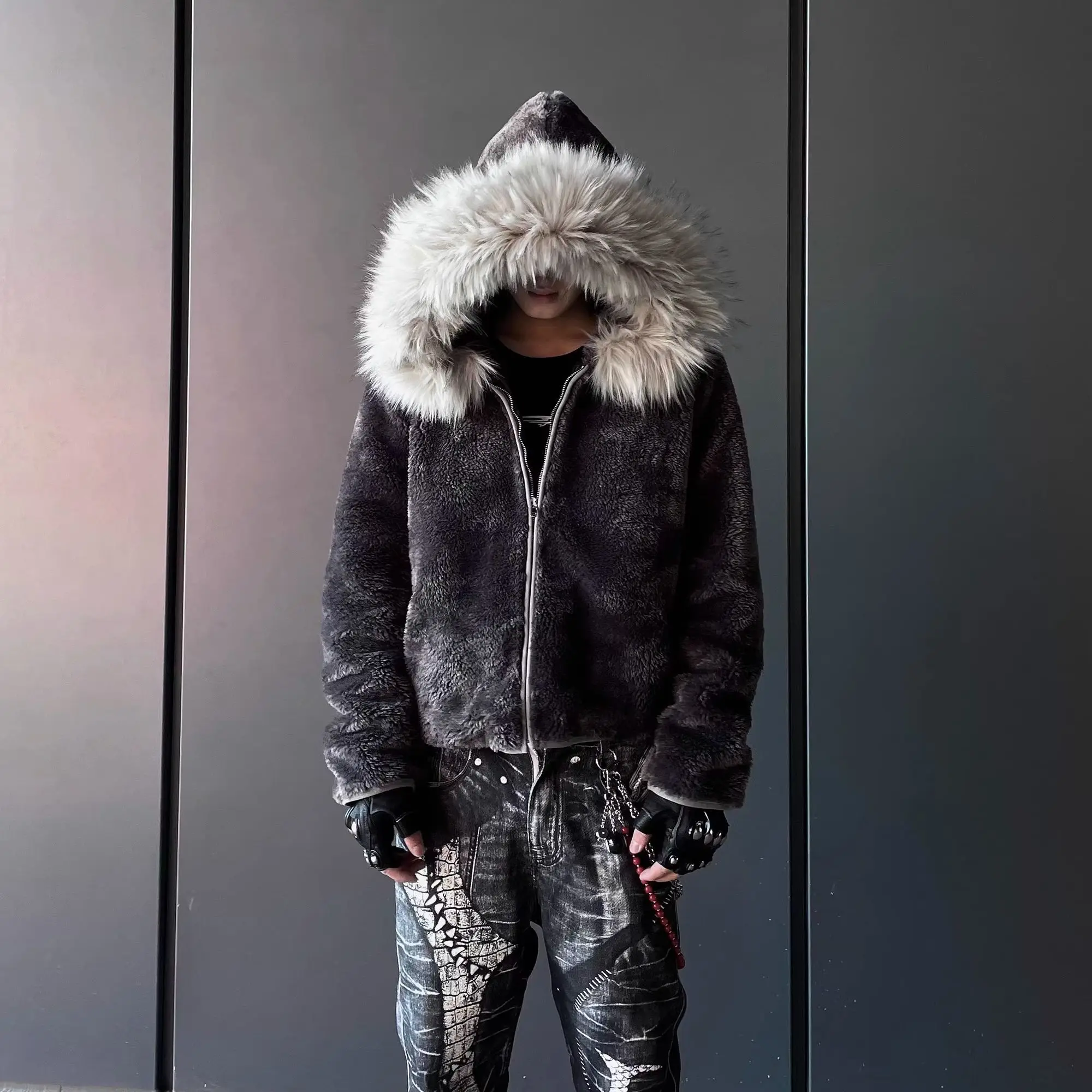 Zuoshandiao 2025 new cotton coat for men in winter, warm and thickened, fashionable, versatile and trendy coat, fur coat