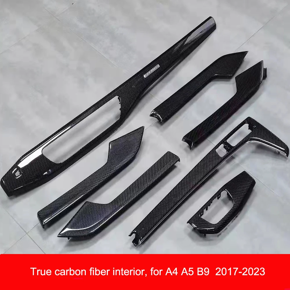 Carbon fiber central console interior panel 7-piece set For Audi B9 A4 A5 S4 S5 2017-2023 interior upgrade carbon fiber