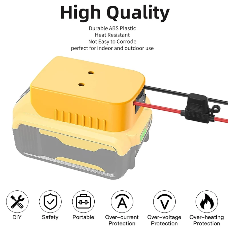 Power Wheels Adapter for Dewalt 18V/20V Lithium Battery DIY Battery Adapter with ON/OFF Switch & 30Amp Fuse for DIY Rc Car Toys