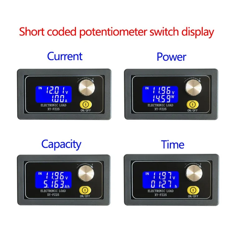 Carico elettronico regolabile DC 1.5V ~ 25V 5A 35W tester della batteria capacità della batteria tester del dispositivo di resistenza voltmetro