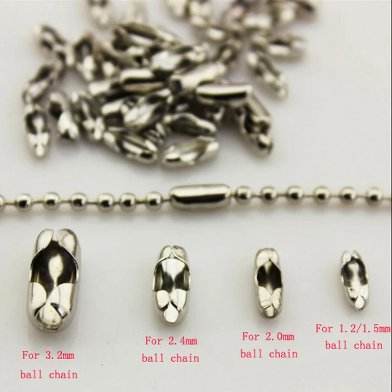 200pcs/lot Ball Chain Connectors Diameter 1.5/2/2.4/3.2 mm Clasps Connectors Bead Chain For DIY Jewelry Making Bracelet Necklace