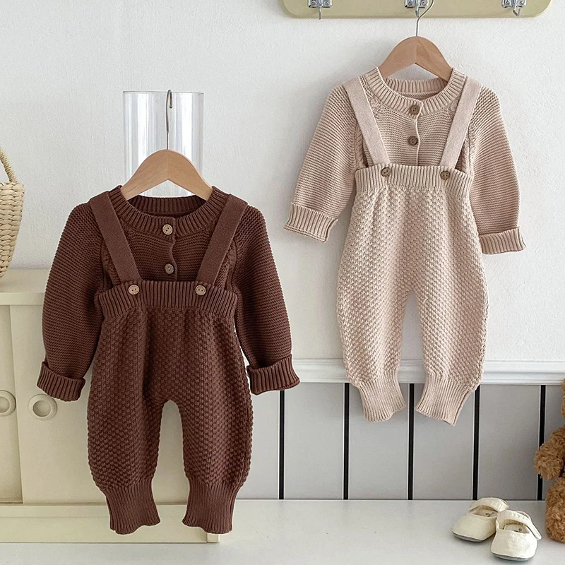 

Baby Clothes Sets Autumn New Infant Knit Baby Girl Boy Sweaters Tops Baby Jumpsuit Overalls Cotton Newborn Clothes Knitwear