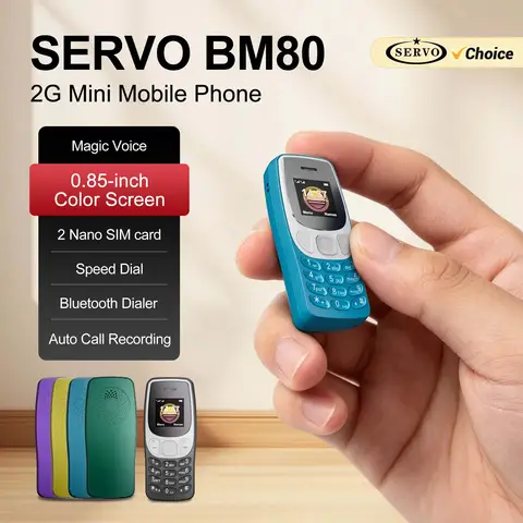 SERVO BM80 Mini Düğme Cep Telefonu 2G Çift SIM Sihirli Ses Bluetooth Arama Otomatik Çağrı Kaydedici Kara Liste Yedekleme Cep Telefonu Tip-C
