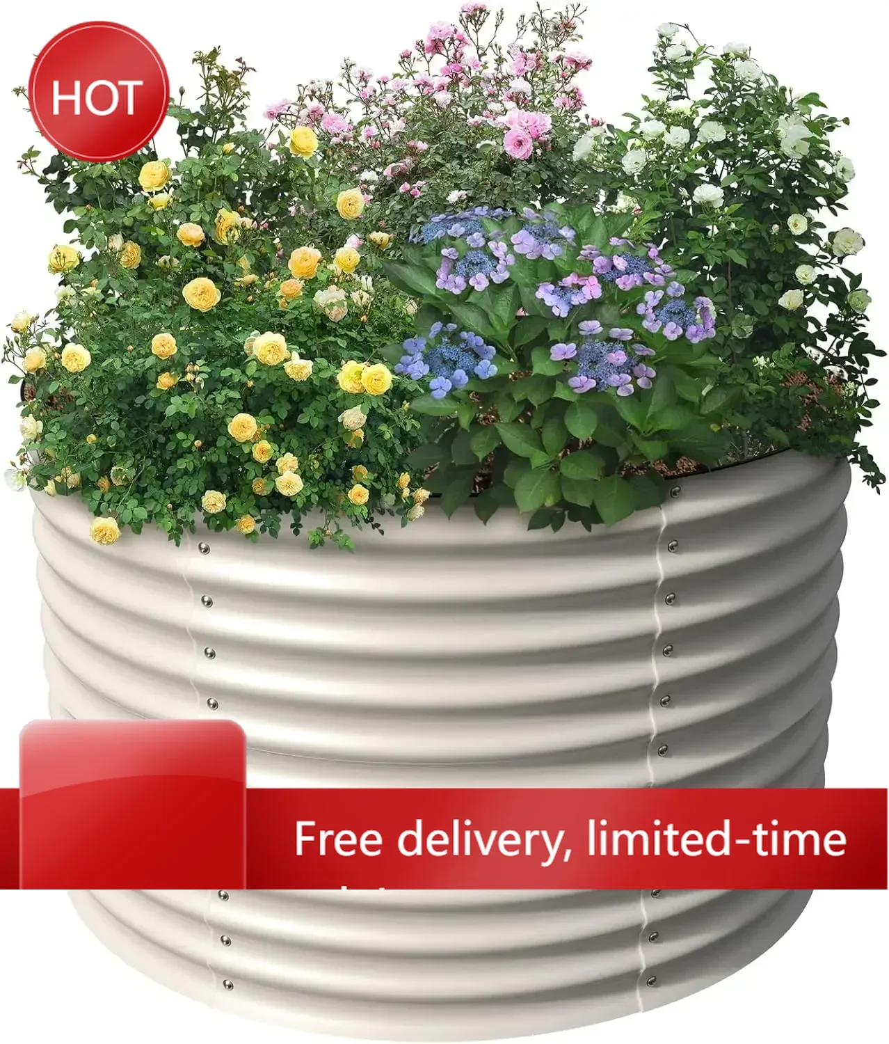 

Горячая распродажа: 32-дюймовые высокие оцинкованные круглые металлические грядки для садоводства, для улицы и заднего двора