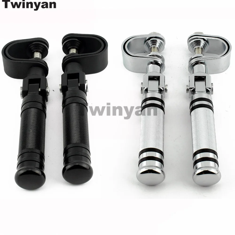 

1-1 1/4" Chrome Motorcycle Highway Foot Pegs Clamp Engine Crash Bar Engine Guard Footrest Mount For Harley Chopper Bobber Custom