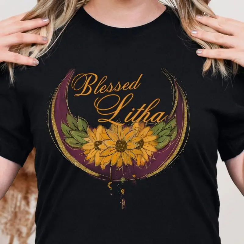 Litha T Shirt Blessed Pagan Holiday Wheel Of The Year Summer Solstice Wiccan Women'S