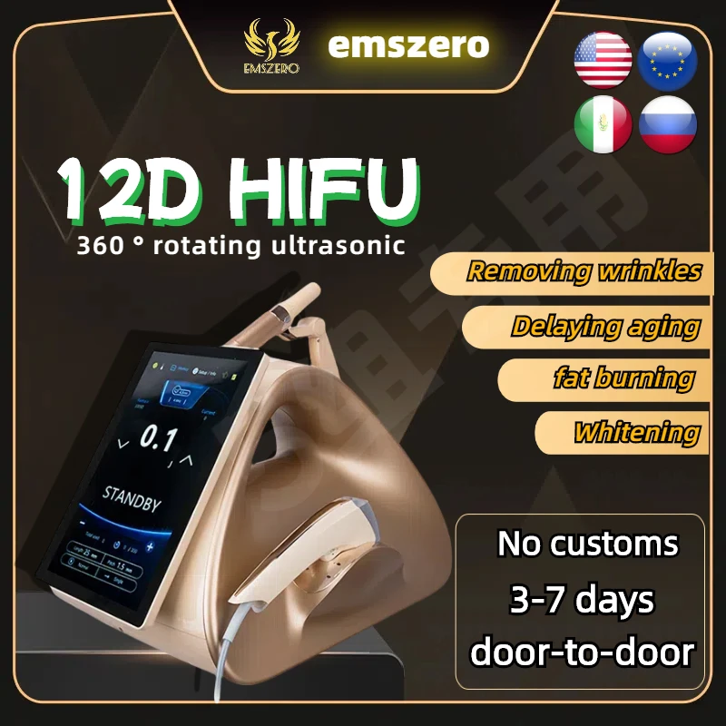 Máquina HIFU 12D TT MPTSTL para reafirmar la piel, dispositivo de belleza profesional comercial con 10 cartuchos y 3 cabezales.