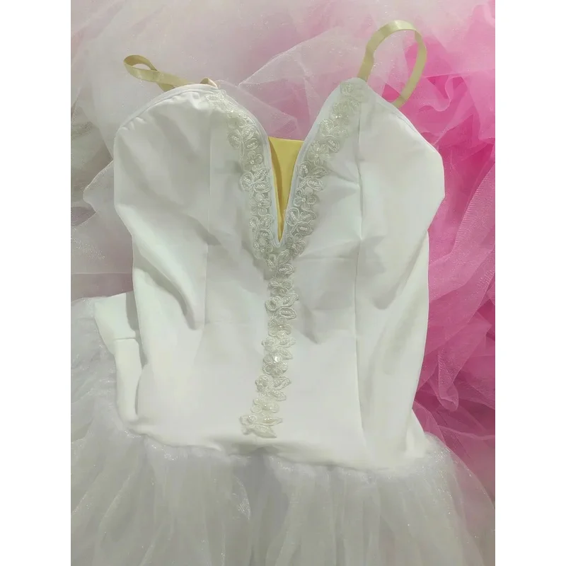 White Ballet Tutu Skirt Professional Dance Dress Long White Tutus For Adult Ballet Costumes