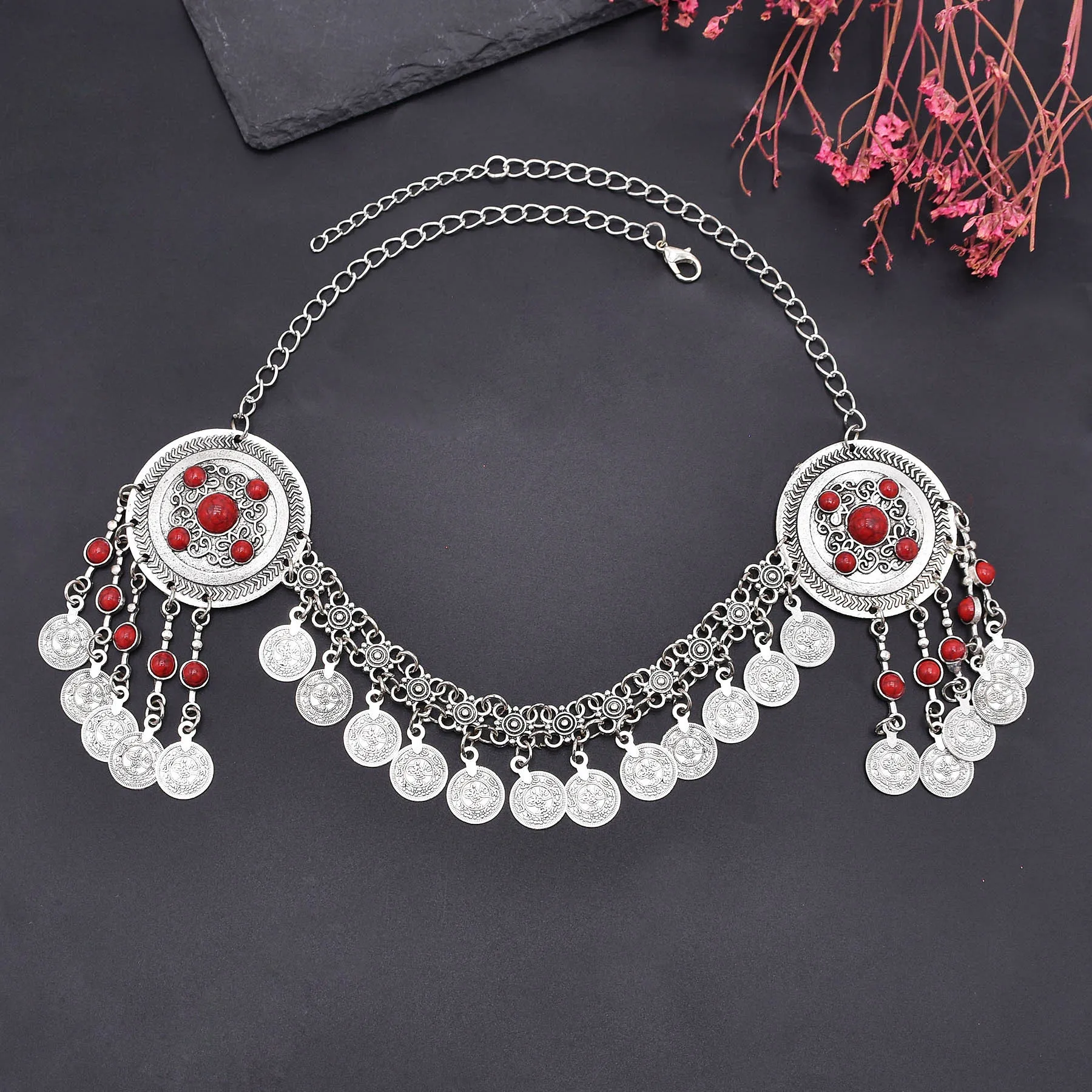 Coin Tassel Women Headband Bohemian Ethnic Statement Beads Gypsy Chains Hair Jewelry Charms Turkish Vintage Headband Female