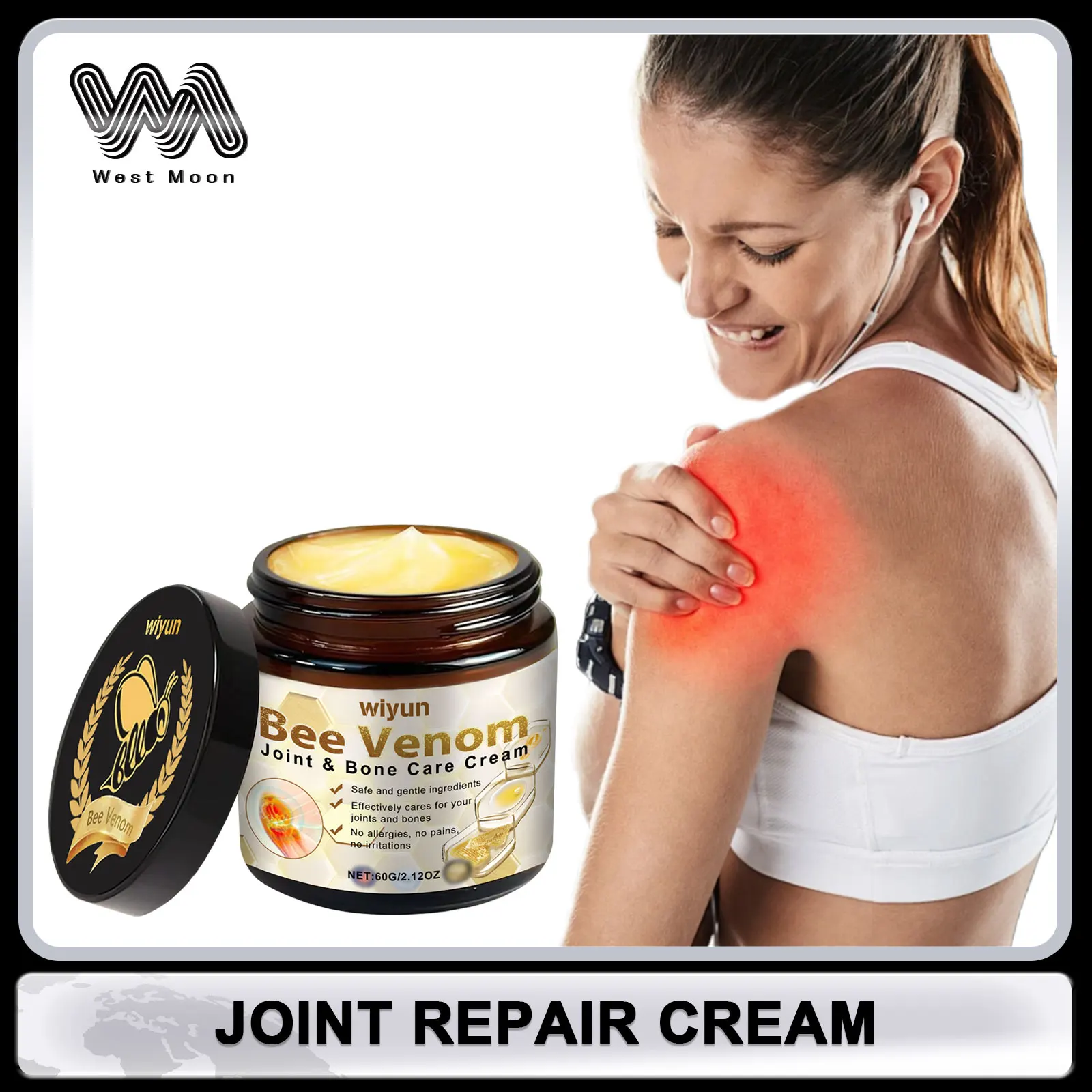 

Bee Venom Cream for Joint and Muscles Soothing Leg Skin Reduce Itchiness Strengthen Barrier Moisturizing Knee Body Massage Cream