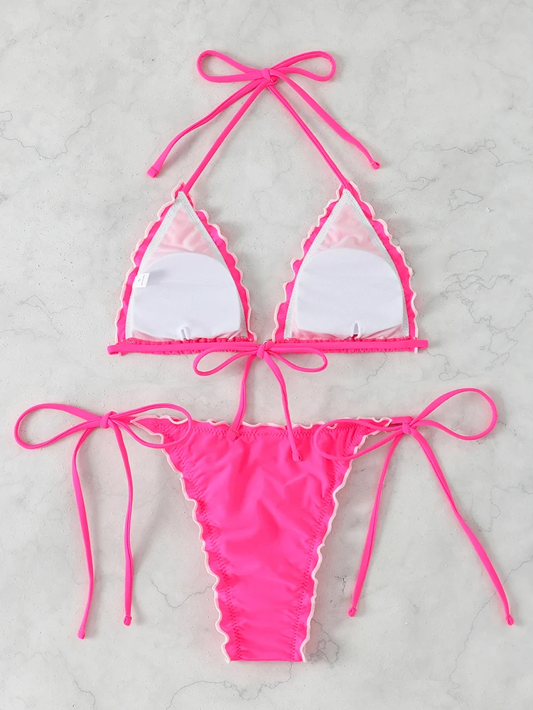 Sexy Triangle Micro Bikini 2026 Women Swimsuit Two-pieces Swimwear for Female Beach Wear Lace Up Bikinis Sets Thong Bathing Suit