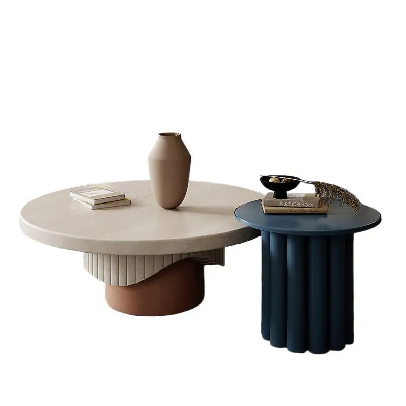 

Light luxury cream coffee table modern simple round small apartment creative Internet celebrity living room home advanced