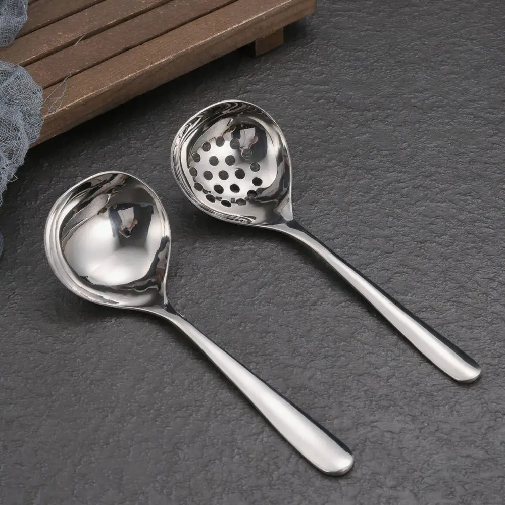 Modern Gold 304 Stainless Steel Soup Spoon Long Handle Kitchen Ladle Tableware For Ramen Porridge Serving Utensils Dining Scoop