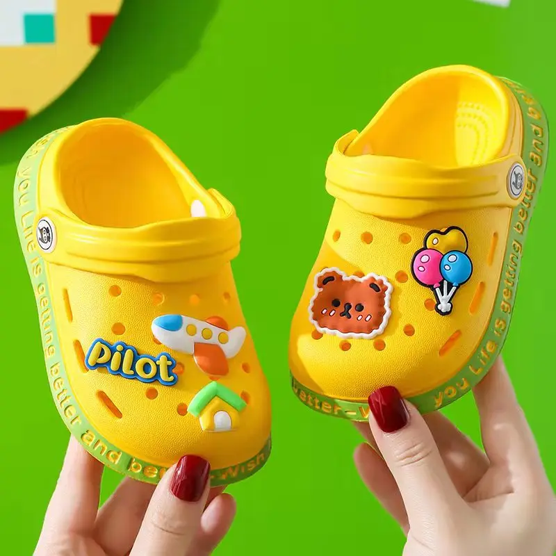 

Kids Summer Sandals Hole Children's Shoes Slippers Soft Anti-Skid Cartoon DIY Design Hole Baby Shoes Sandy Beach For Boys Girls