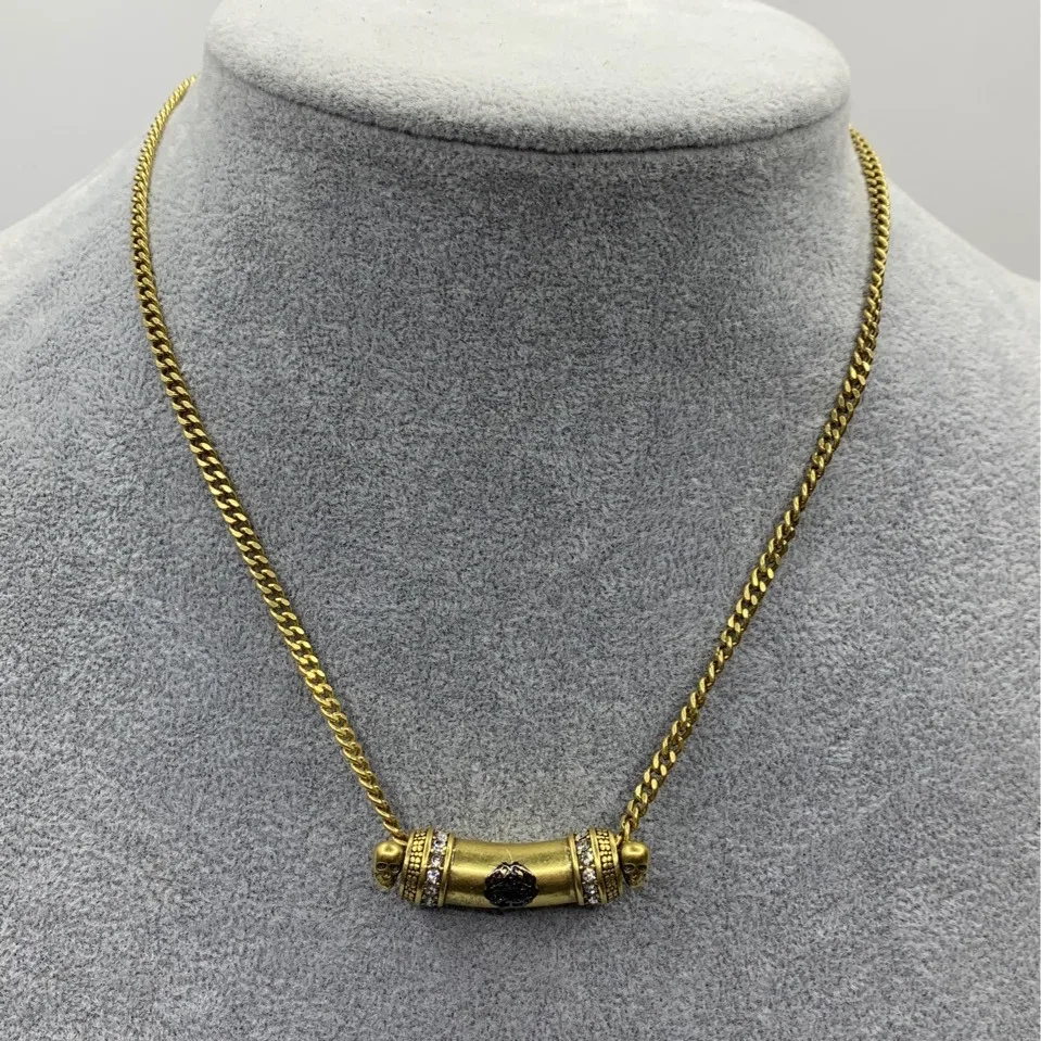 

Длинное ожерелье с печатью черепа, женское ожерелье в стиле панк с бриллиантами в стиле панк, одинаковые по цвету длинная цилиндрическая цепочка на ключицу