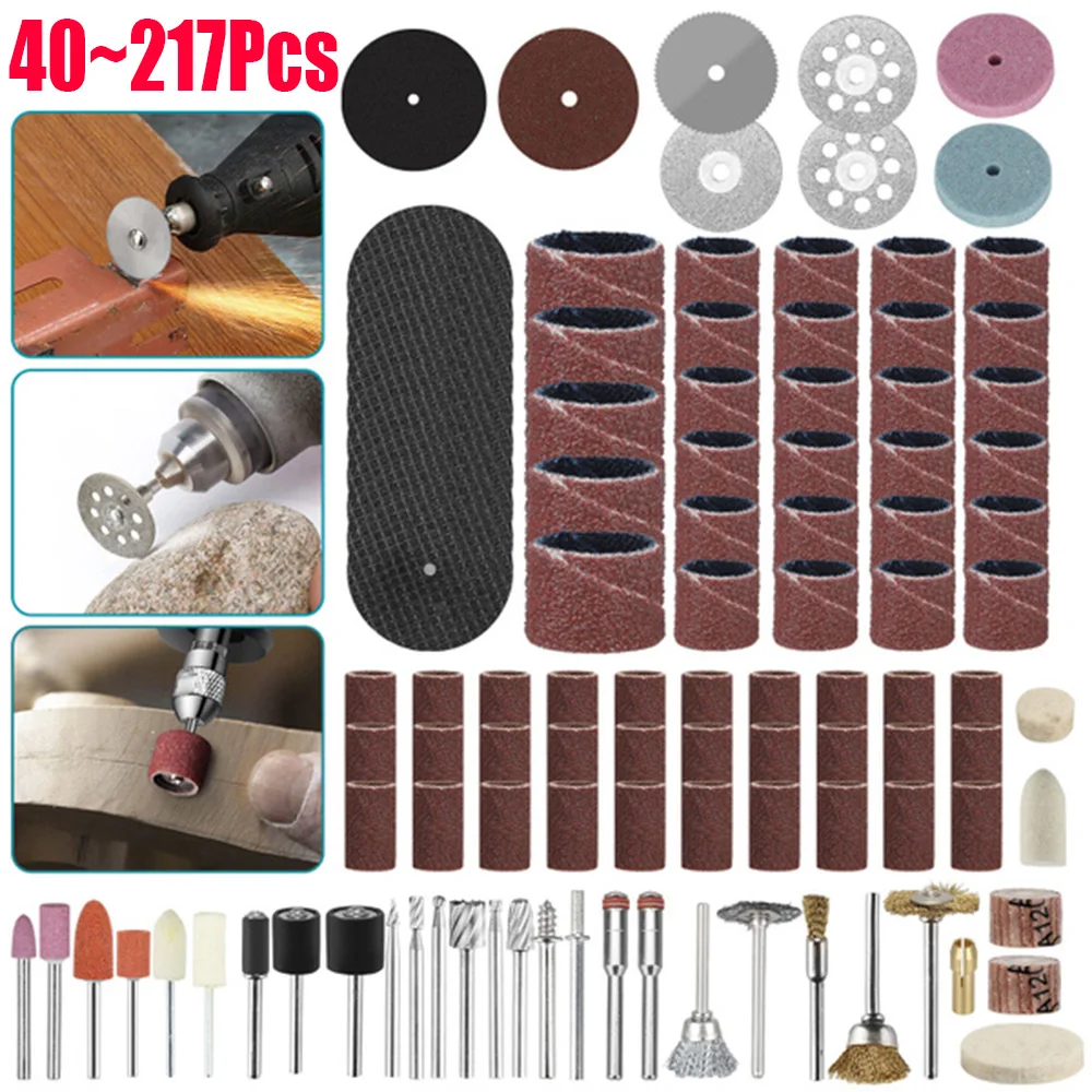 40/105/161/217Pcs Electric Drill Multi Rotary Tool Accessories Set Grinding Polishing Rotate Polishing Kits For Dremel Accessory