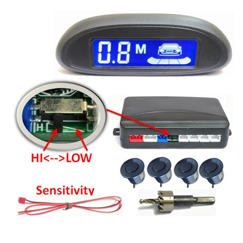 Imagen 2 del producto Kit de Sensor de estacionamiento LED Parktronic para coche, Radar múltiple, pantalla de retroiluminación, sistema de detección de Monitor de respaldo
