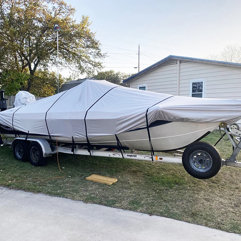 غطاء قارب مقاوم للماء في الهواء الطلق لحماية القارب من الماء والمطر والثلج والبريد مع شعار مخصص وحجم