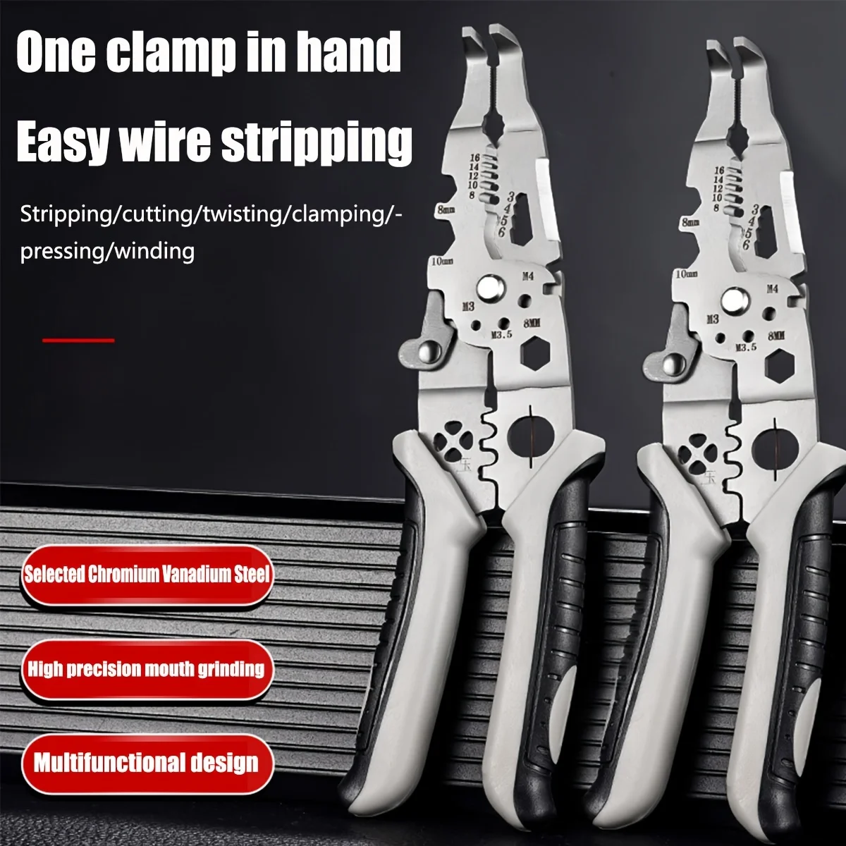 Stripping Pliers, Multifunctional Wire Cutting Pliers Assist in Stripping Wires used for Repair Crimping Disassembly Winding