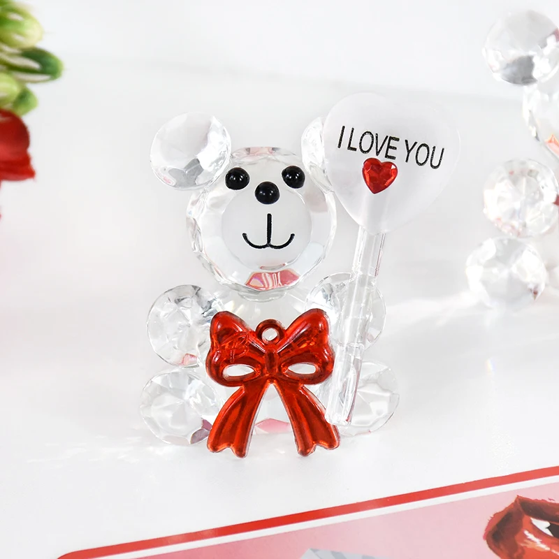 

Valentines Day Gifts For Girlfriend Cute Crystal I Love You Bear Ornaments Wedding Home Decoration Eternal Rose Flower Souvenirs