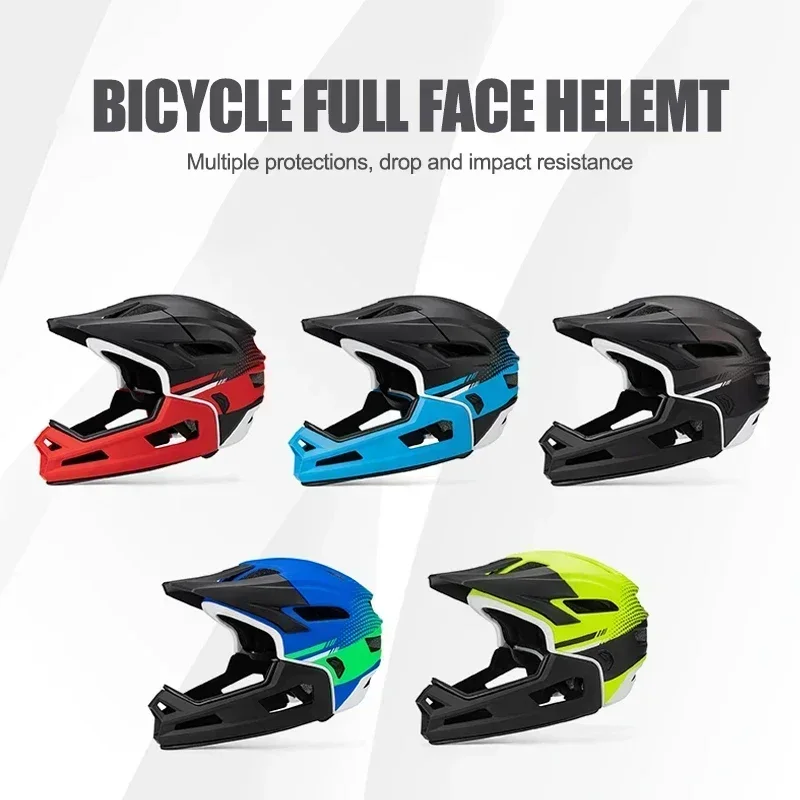 MTB Mountain Bike Helmet Adults Detachable Full Face Shockproof Safety Helmet Off-Road Extreme Sports Cycling Protective Gear