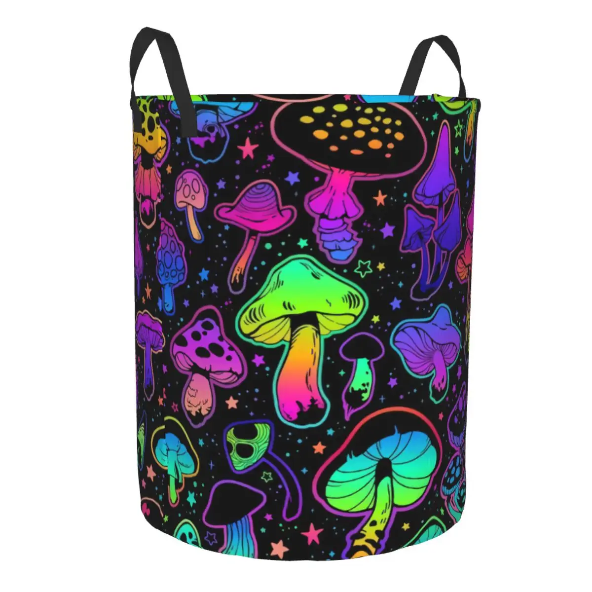 Custom Bright Psychedelic Mushrooms Laundry Basket Collapsible Clothes Toy Hamper Storage Bin for Kids Nursery