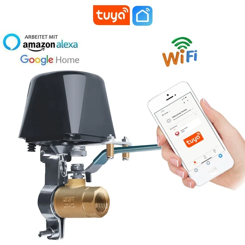 Tuyasmart-Válvula de agua con Wifi para el hogar, dispositivo de control con un botón, Compatible con tuya Smart Life, Alexa, Goole