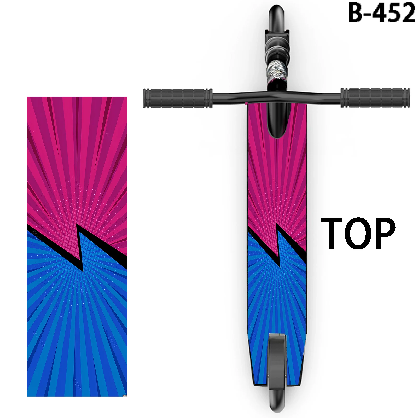

2D flat sticker 1PC large, stylish cool pink blue lightning beam of light scooter sticker, scooter decorative sticker, scooter