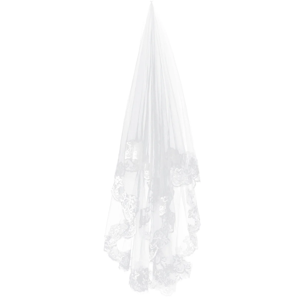 

1.5m Long Bridal Wedding Veil Tier Lace Embroidery Decor Must-Have Accessory for Wedding Dress Elegant Ceremony