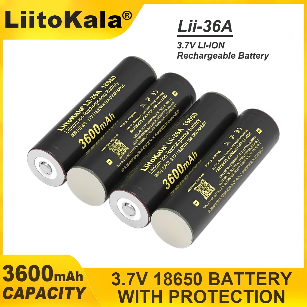 20 قطعة 100% جديد LiitoKala Lii-36A 18650 3600mAh 3.7V بطاريّة ليثيوم قابلة لإعادة الشحن لوح حماية مناسبة لمصباح يدوي + PCB